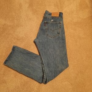Levi's Button Fly 501 Classic Blue Denim Jeans